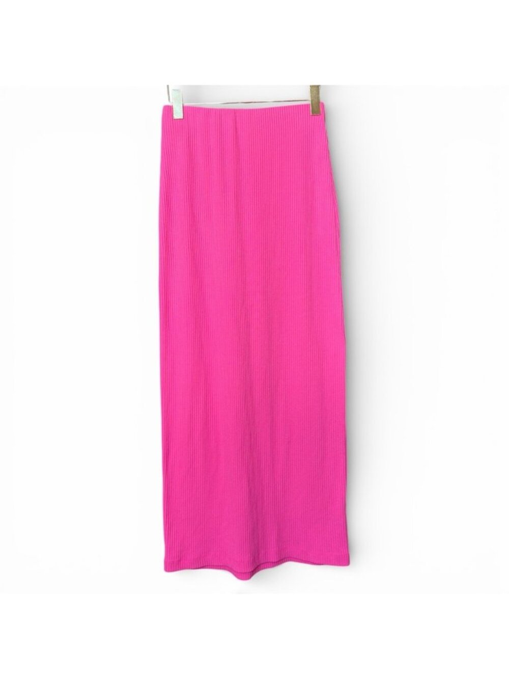Show Me Your Mumu Elle Maxi Skirt Hot Pink Rib Knit Barbiecore Size S - Picture 6 of 6